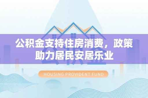 嵩县公积金支持住房消费，政策助力居民安居乐业