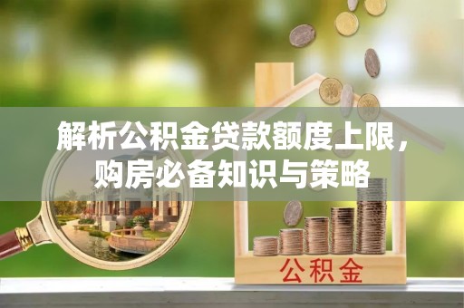 嵩县解析公积金贷款额度上限，购房必备知识与策略